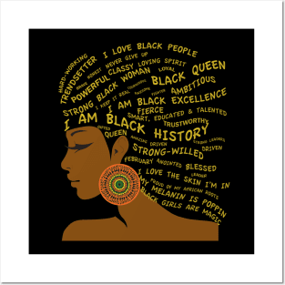 I Am Black History & Excellence Hair Word Art Posters and Art